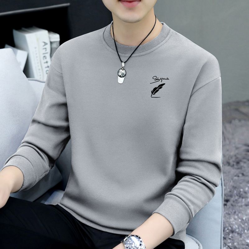 Men's Long Sleeve Round Neck Pullover Sweatshirt  Autumn New Printed Casual Simple Men's T-Shirt Tops Trendy