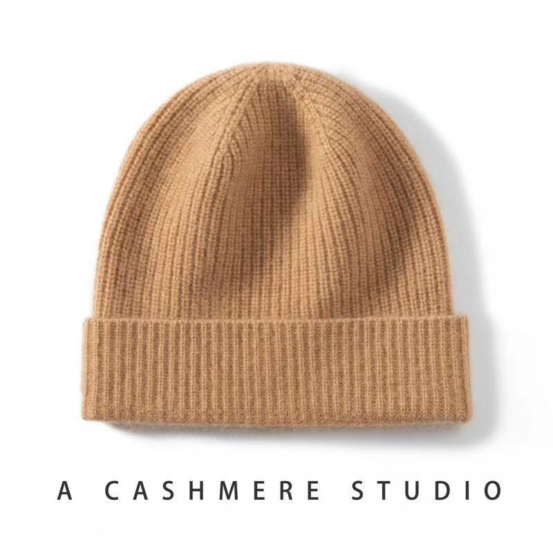 Herfst en winter populaire 100% kasjmier muts dames nieuwe winter gebreide muts thermische gehoorbescherming veelzijdige wollen zak hoofd muts_voghion.com