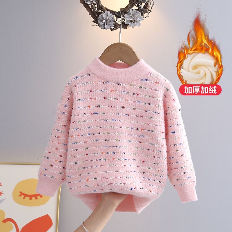 Girls' Sweaters Autumn and Winter 2023 New Style Children's Thickened Medium and Large Children's Girls Pullover Knitted Bottoming Shirt Tops