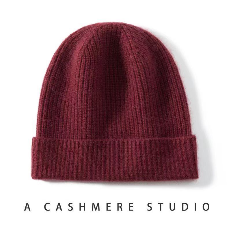 Herfst en winter populaire 100% kasjmier muts dames nieuwe winter gebreide muts thermische gehoorbescherming veelzijdige wollen zak hoofd muts_voghion.com