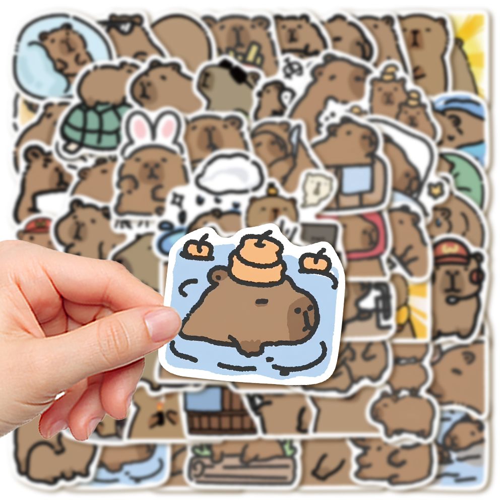 卡通卡皮巴拉水豚贴纸可爱搞笑手机壳diy电脑水杯防水装饰贴画