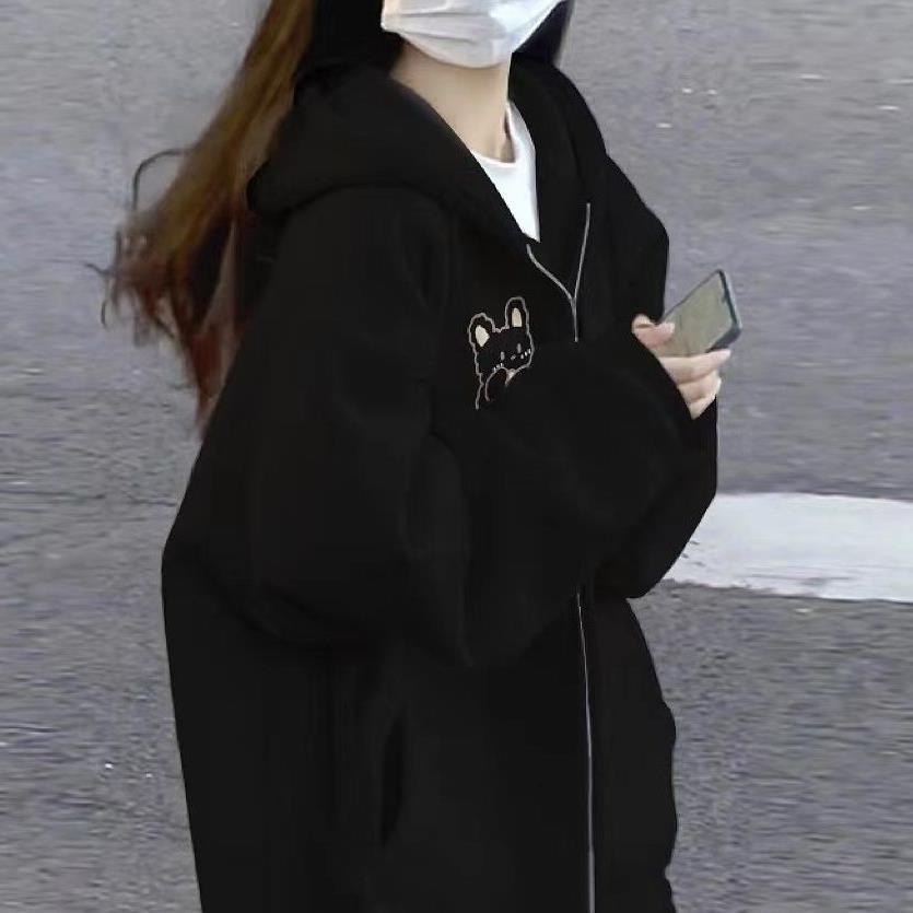 韓系慵懶風連帽衛衣女秋季寬鬆休閒顯瘦加絨加厚小個子入秋外套潮