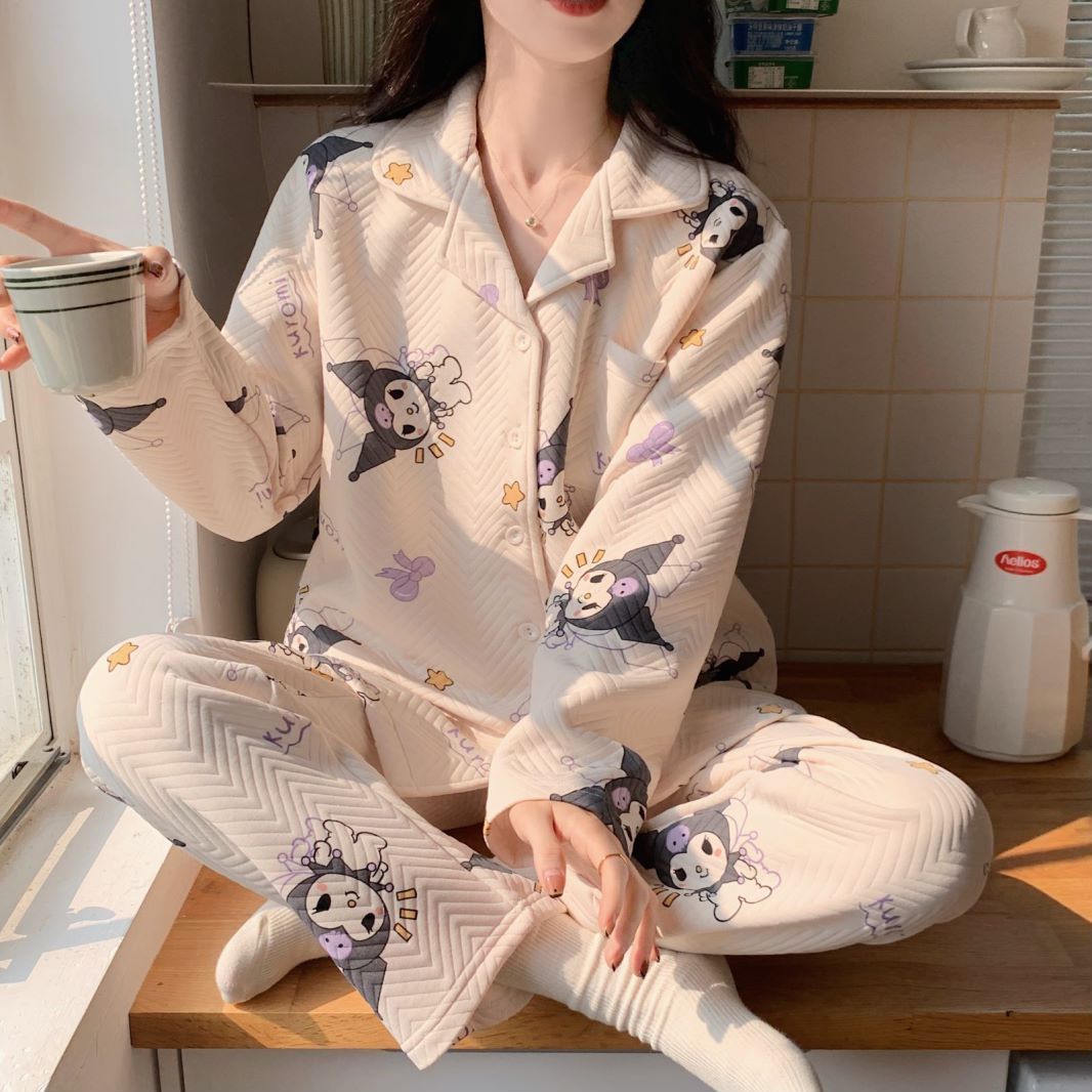 Air cotton pajamas for women spring and autumn pure cotton long-sleeved  new cute bear autumn and winter fashionable and good-looking can be worn outside