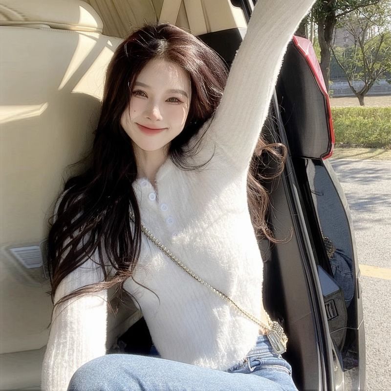 正肩毛衣女秋冬軟糯內搭小個子洋氣獨特别致短款打底衫上衣高級感