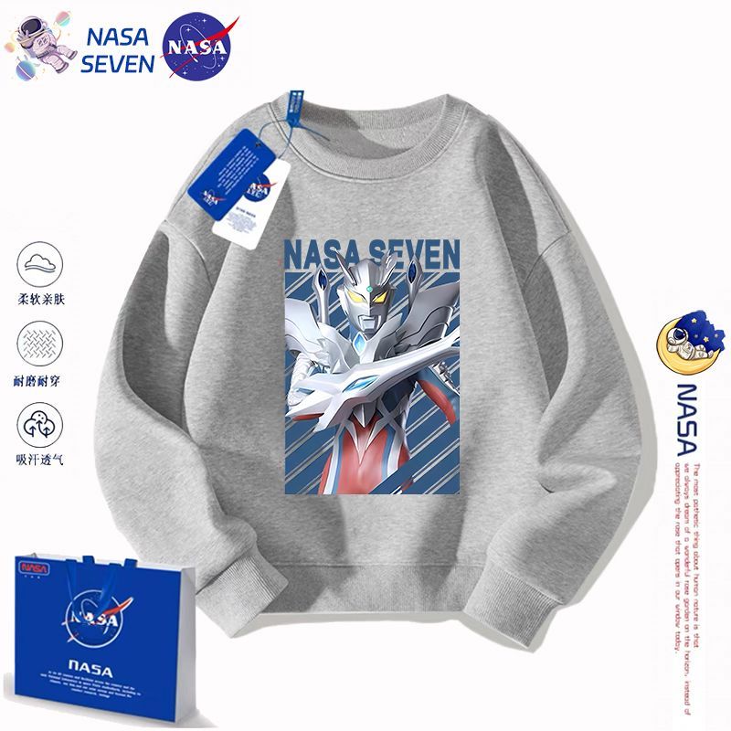 NASA奥特曼衣服儿童帅气秋冬季卡通赛罗纯棉长袖上衣中大童兄弟装