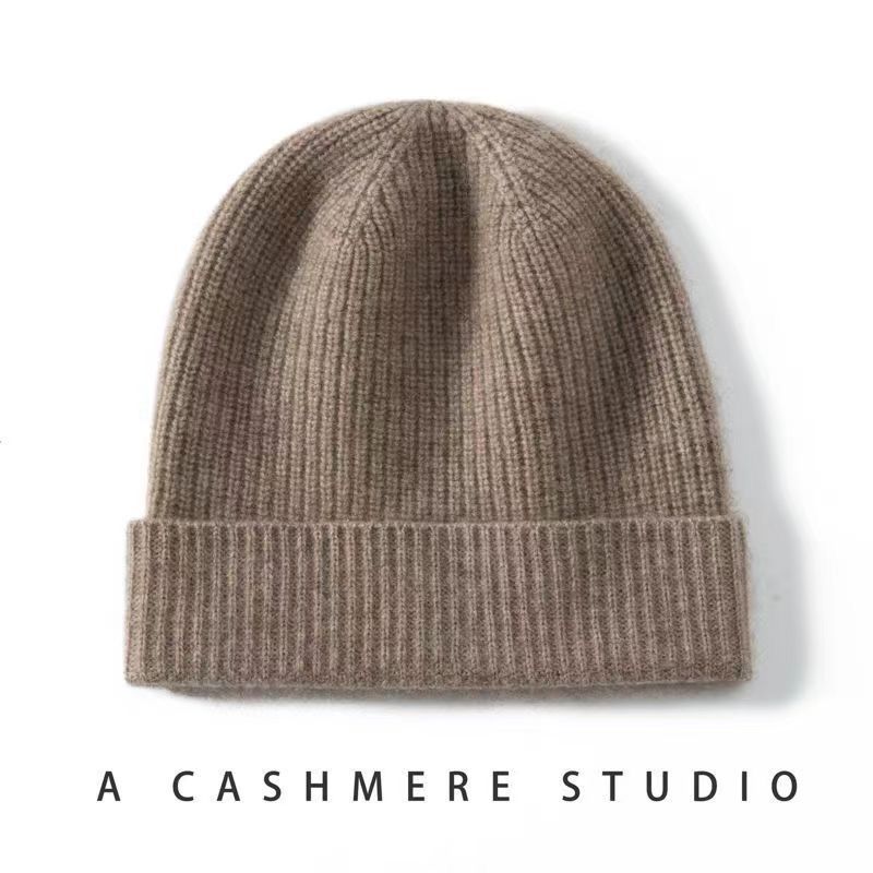 Herfst en winter populaire 100% kasjmier muts dames nieuwe winter gebreide muts thermische gehoorbescherming veelzijdige wollen zak hoofd muts_voghion.com