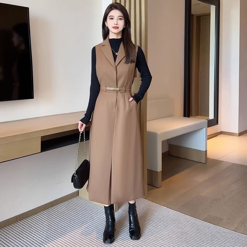 時尚馬甲套裝連衣裙女2023秋季新款高端氣質減齡毛衣背心裙兩件套