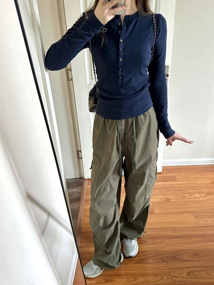 超好看美式辣妹緊身正肩長袖t恤女春秋冬內搭打底衫收腰短款上衣