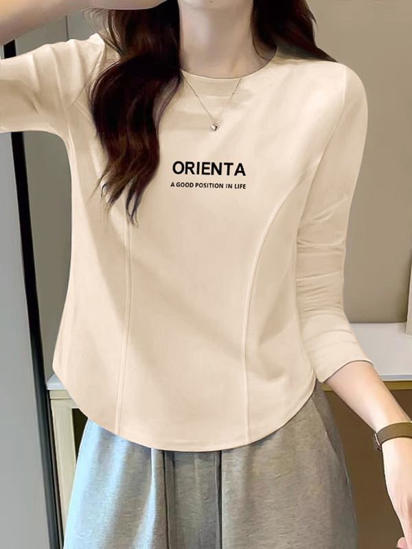 高檔純棉長袖t恤女不規則打底衫修身顯瘦短款內搭魚骨上衣秋冬季