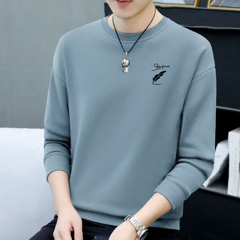 Men's Long Sleeve Round Neck Pullover Sweatshirt  Autumn New Printed Casual Simple Men's T-Shirt Tops Trendy