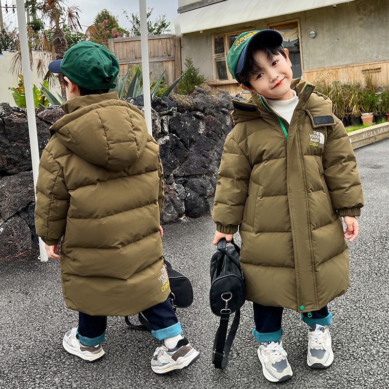 Boys' down jacket winter coat boy small medium long children's style white duck down winter coat for baby boy 4 years old 9