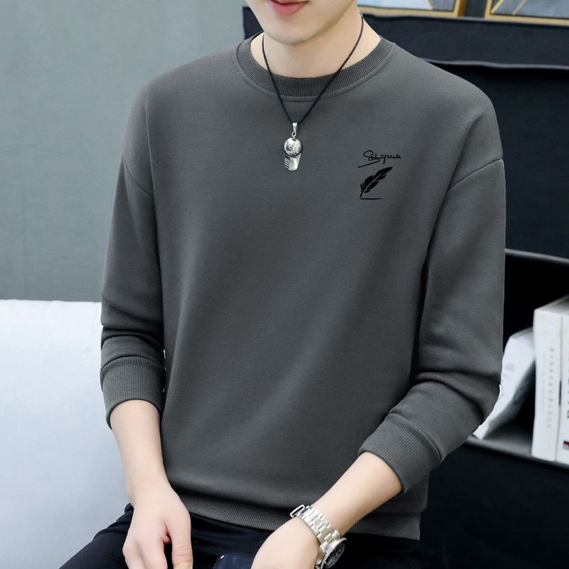 Men's Long Sleeve Round Neck Pullover Sweatshirt  Autumn New Printed Casual Simple Men's T-Shirt Tops Trendy