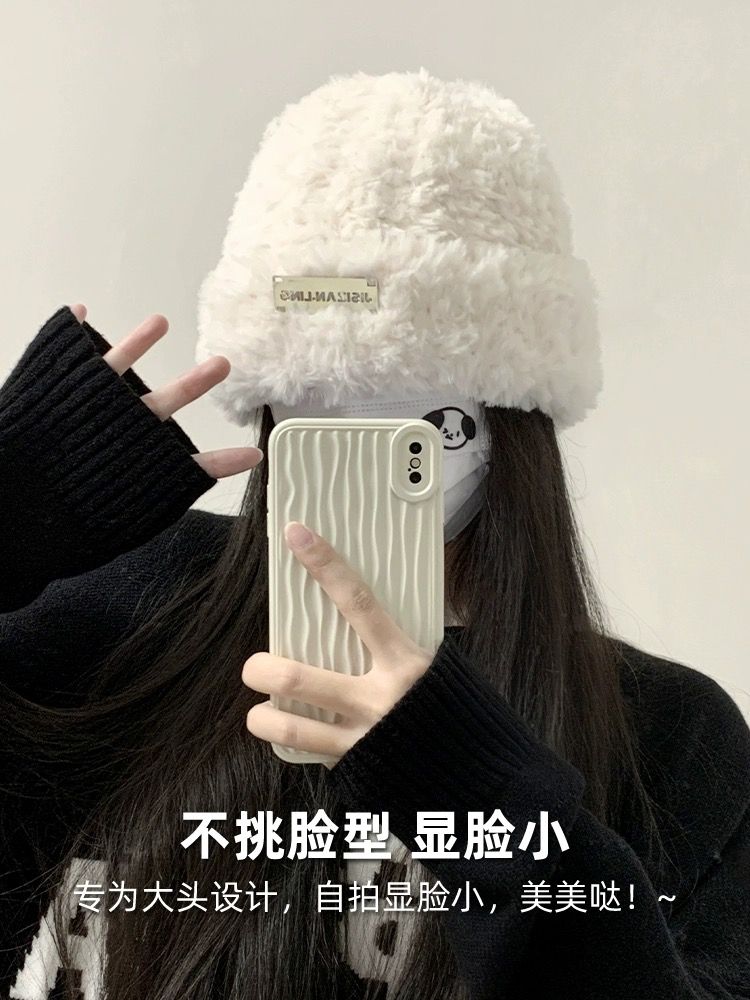 毛线帽子女秋冬季防寒保暖加绒加厚亮片铁标字母韩版显脸小针织帽