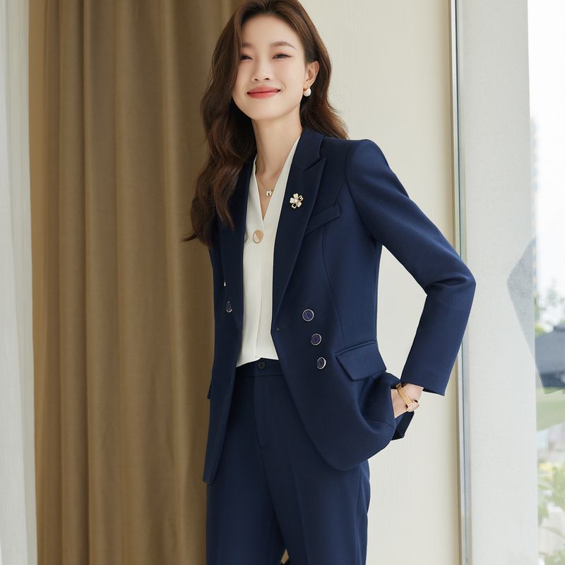 Business wear blue suit for women 2023 new temperament goddess style manager formal suit jacket work clothes