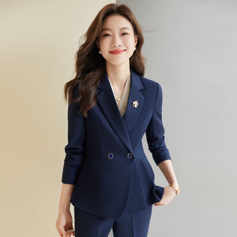 Black suit suit for women autumn and winter 2023 new professional attire broadcasting art test clothing host formal suit autumn