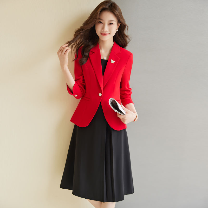 Black high-end suit for women  new spring and autumn temperament goddess style professional wear casual suit jacket
