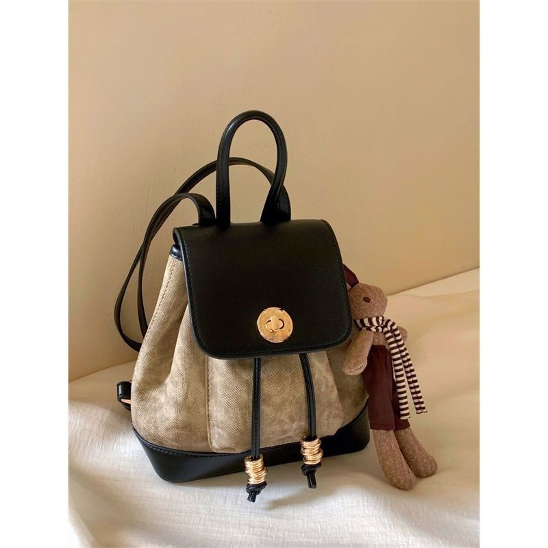 Korean style casual versatile niche high-end small backpack for going out early autumn new Maillard deer velvet leather backpack