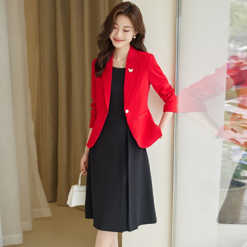 Black high-end suit for women  new spring and autumn temperament goddess style professional wear casual suit jacket