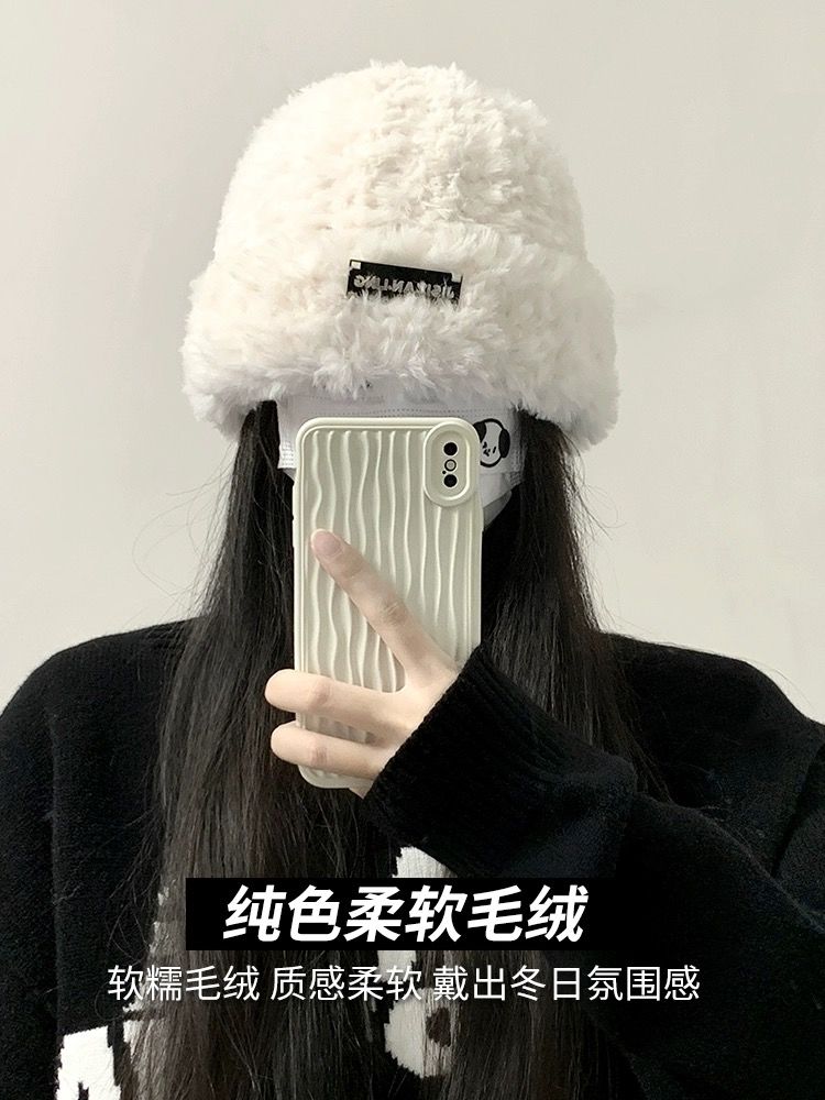 毛线帽子女秋冬季防寒保暖加绒加厚亮片铁标字母韩版显脸小针织帽