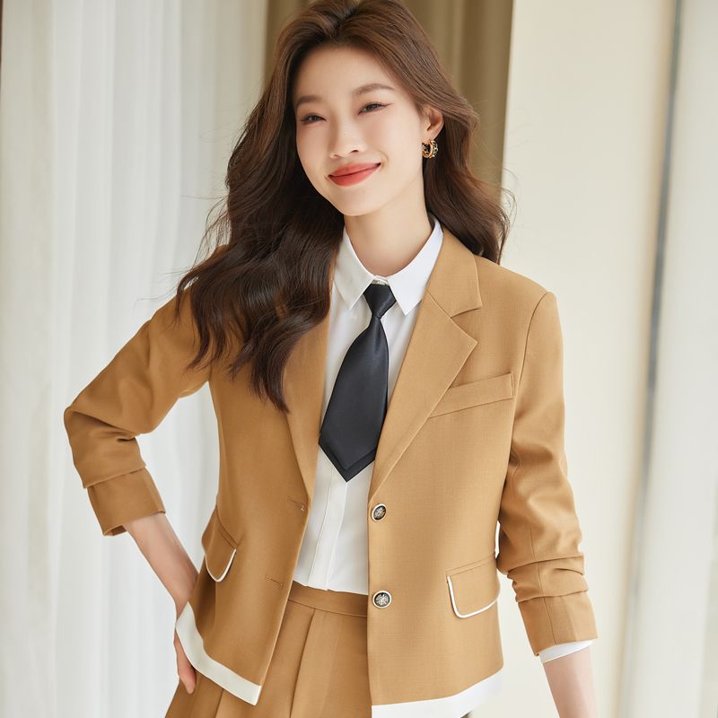 Blue short suit suit, feminine and high-end 2023 spring and autumn new work wear uniform professional skirt