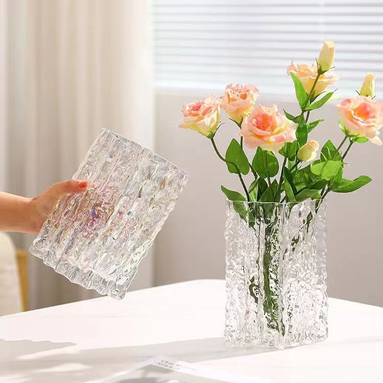 Internet celebrity Nordic glacier hydroponic glass vase handmade ornaments light luxury style living room table flower arrangement ins style advanced