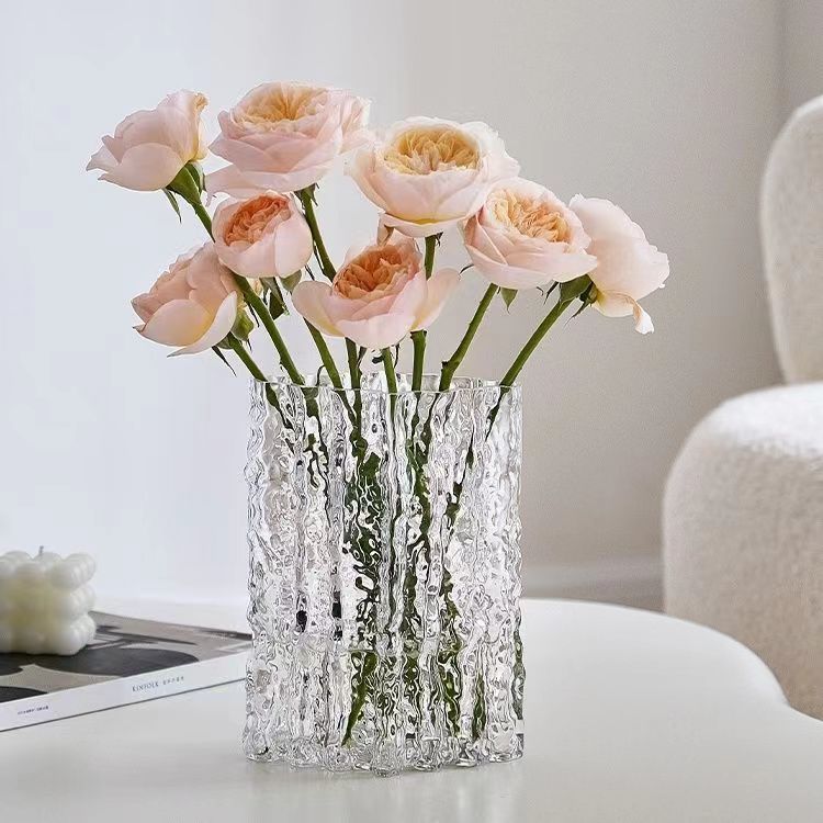Internet celebrity Nordic glacier hydroponic glass vase handmade ornaments light luxury style living room table flower arrangement ins style advanced