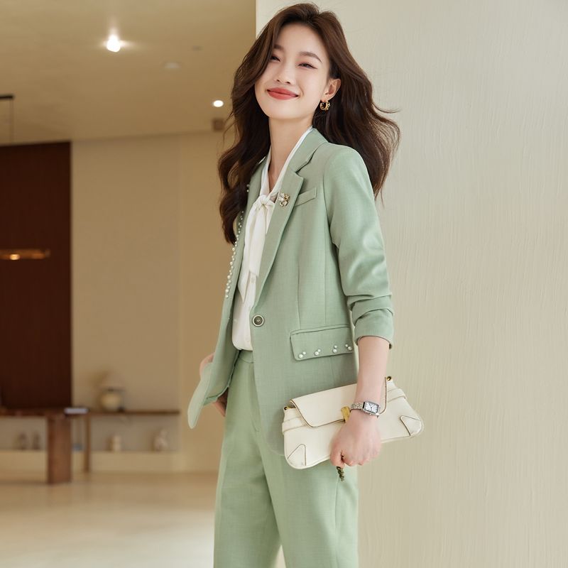 Pink suit suit for women autumn and winter 2023 new temperament professional formal wear fashion casual suit jacket work clothes