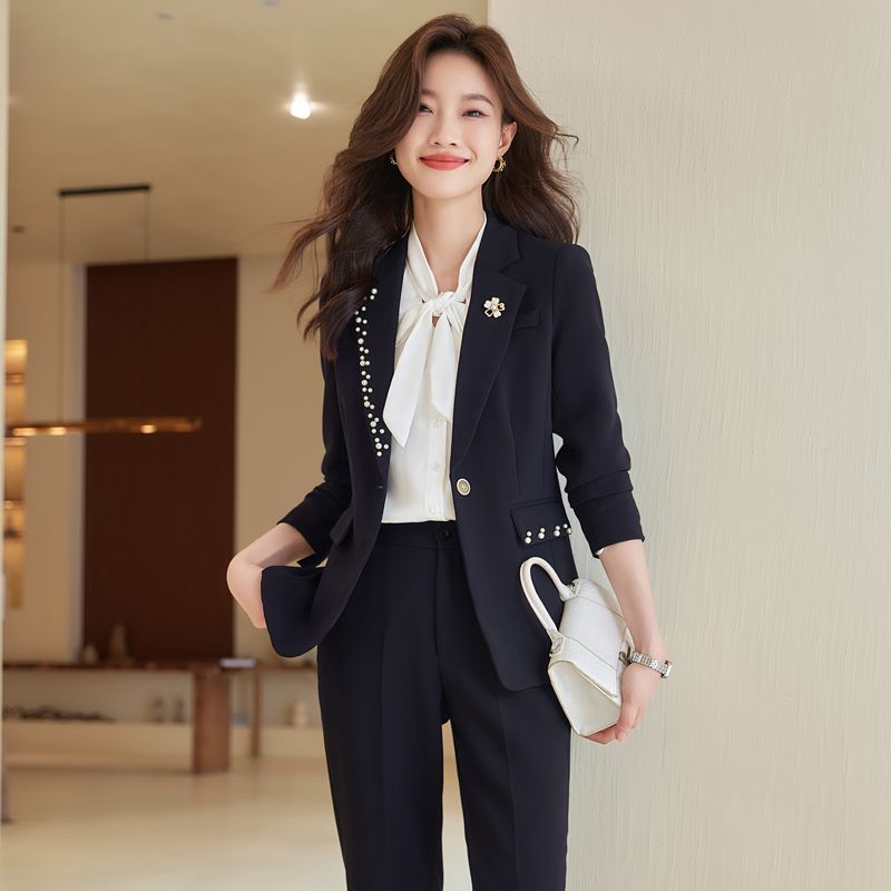 Pink suit suit for women autumn and winter 2023 new temperament professional formal wear fashion casual suit jacket work clothes