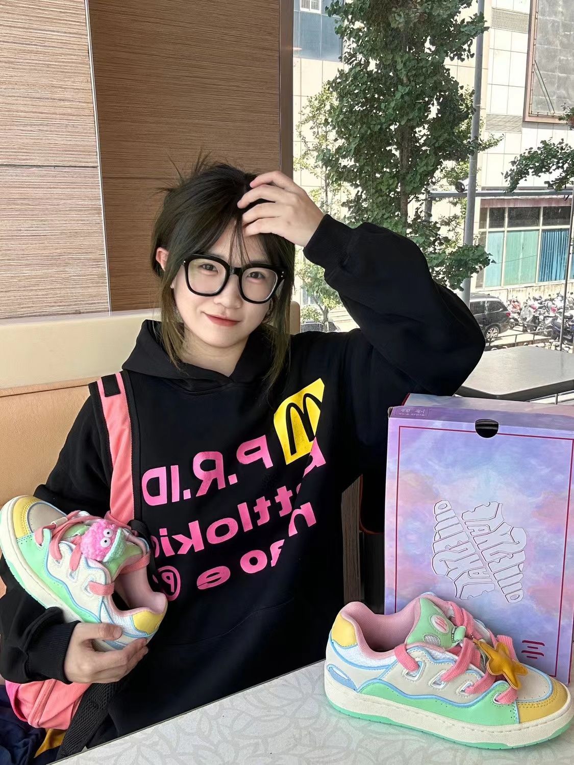 秋冬加絨新款黑色連帽衛衣女oversize寬鬆小眾美式復古上衣外套潮