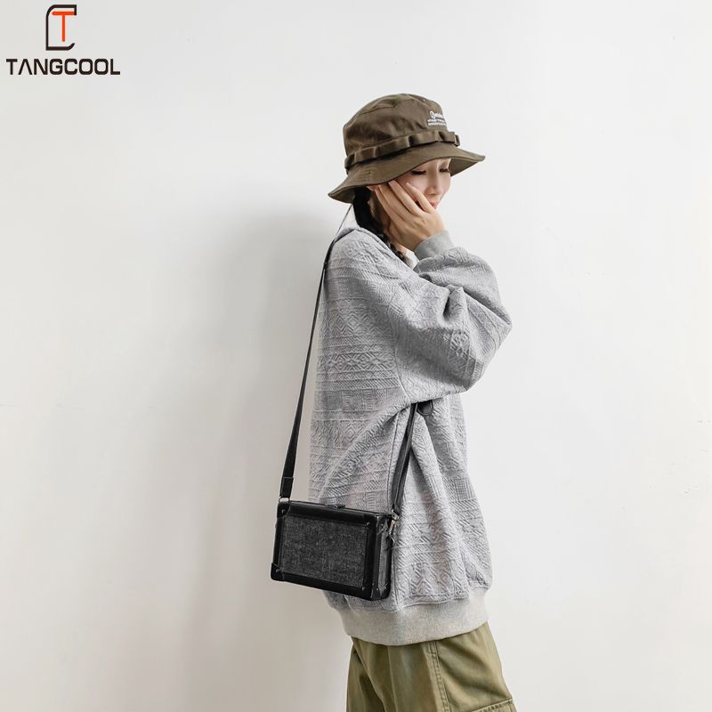 /Box bag men's and women's fashionable shoulder bag casual small square bag splicing personality niche crossbody