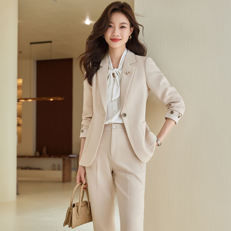Apricot blazer women's autumn and winter 2023 new work clothes professional wear temperament goddess style high-end suit suit