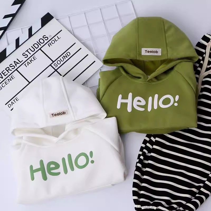 Children's hooded sweatshirts, velvet, winter coats for small and medium-sized children, boys and girls, Korean style warm and thickened tops, spring and autumn hoodies, trendy