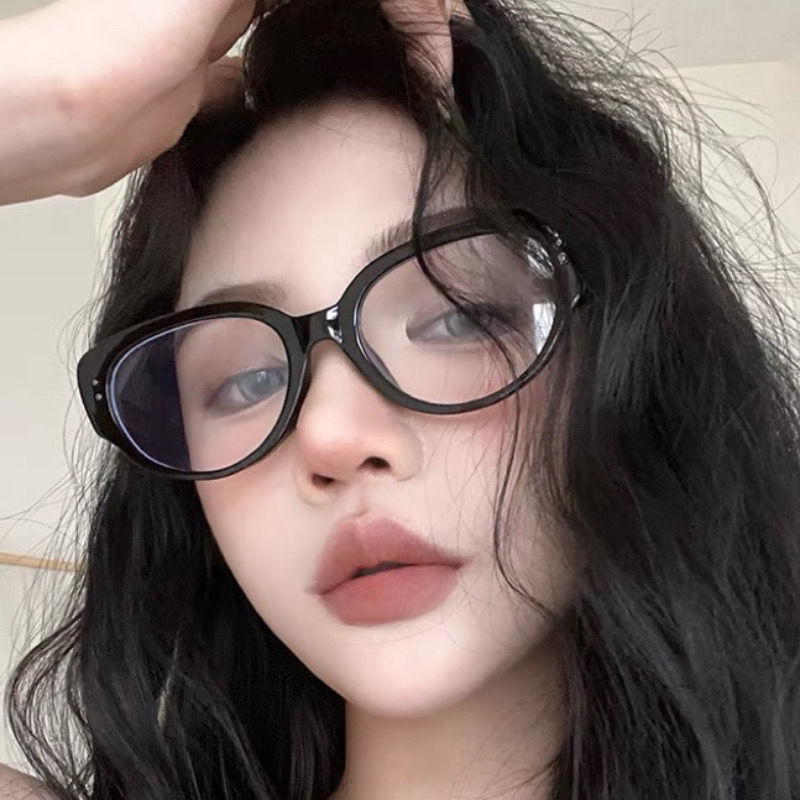 復古黑框素顏粗邊神器平光鏡眼睛貓眼鏡框可配近視藍光度數眼鏡