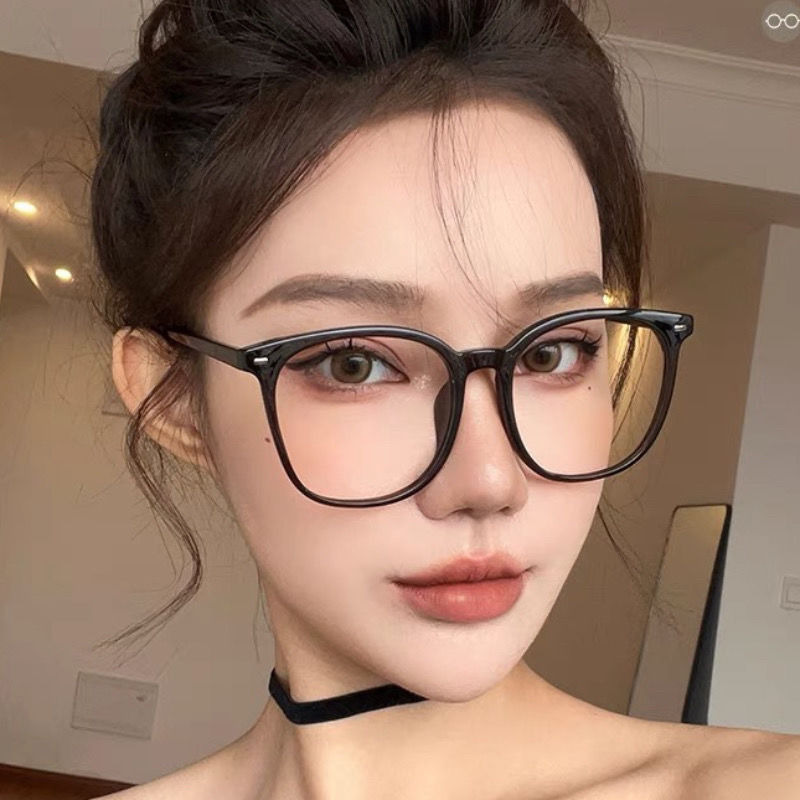 超大框近視眼鏡女可配帶度數大圓形韓版潮大臉顯瘦方圓臉眼睛鏡架