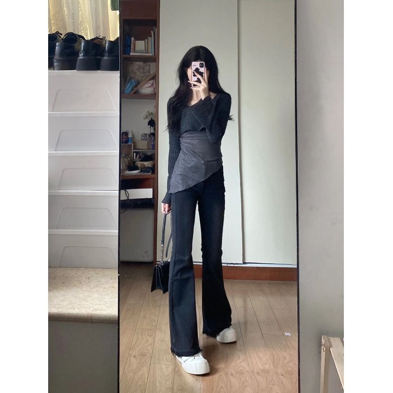 設計感疊穿兩件套長袖t女秋冬不規則內搭打底衫辣妹風修身上衣潮