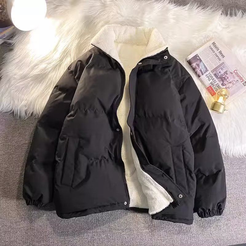 Lamb velvet cotton coat for men, winter velvet thickened coat, winter wear, trendy brand cotton coat, loose and handsome polar fleece cotton coat
