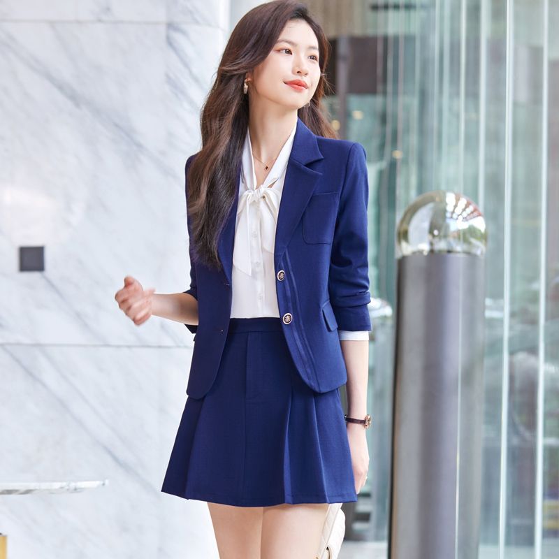Gray small fragrant style blazer women's autumn and winter new small high-end college style casual professional suit suit