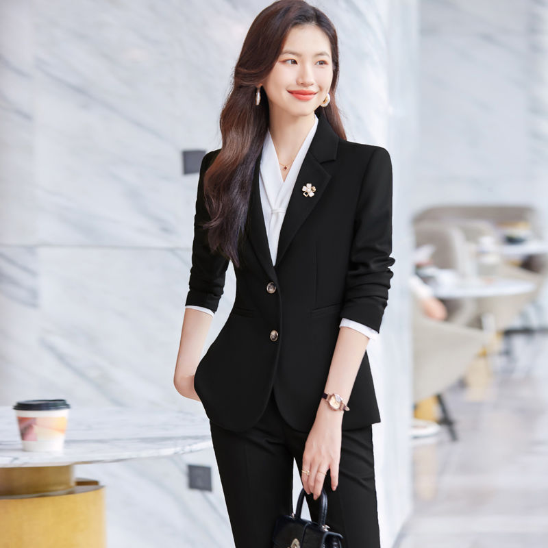 Blue suit suit for women autumn and winter 2023 new high-end professional temperament commuting formal suit hotel work clothes