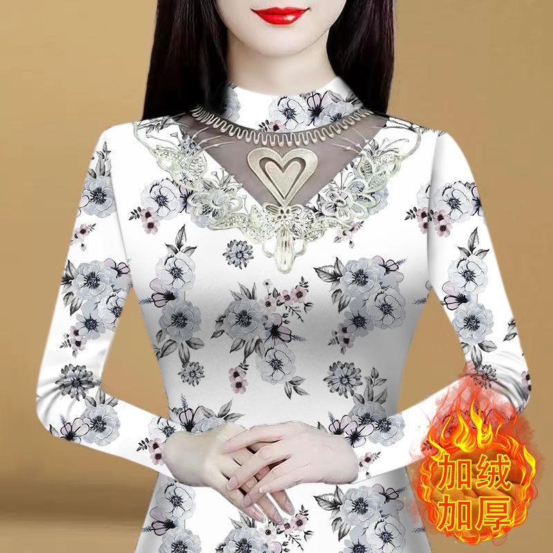2023新款雙面德絨打底衫女秋冬保暖中年媽媽大碼內搭長袖T恤上衣