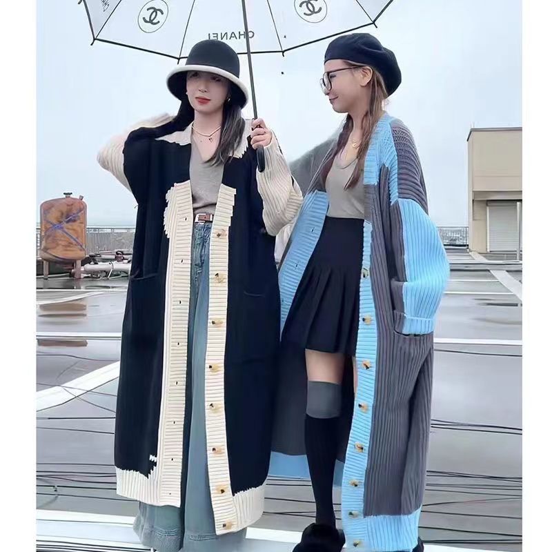 韓版氣質百搭長款毛衣外套女秋冬新款慵懶風網紅寬鬆針織開衫