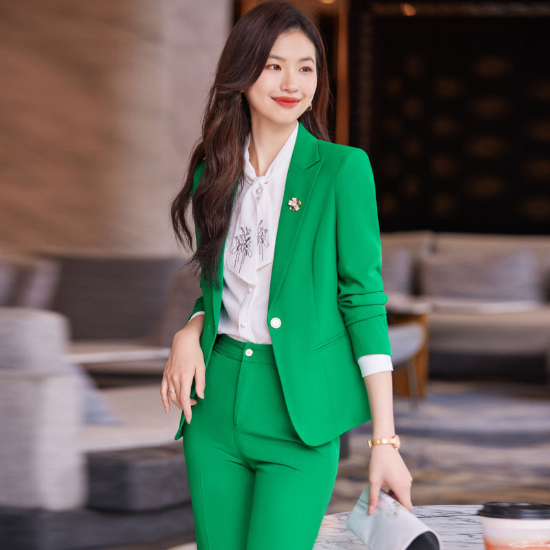 Green blazer women's autumn and winter new professional wear fashionable temperament high-end formal suit suit work clothes
