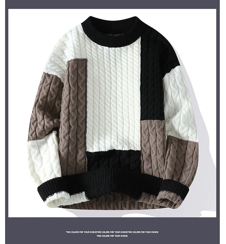 Men's Knitted Sweater For Men Round Neck Warm Winter Pullover_voghion.com