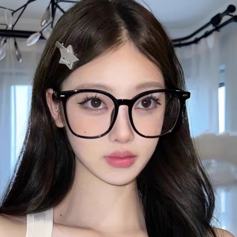 Black frame plain glasses blue light Korean style trendy eyes ins myopia can be equipped with prescription artifact flat mirror frame