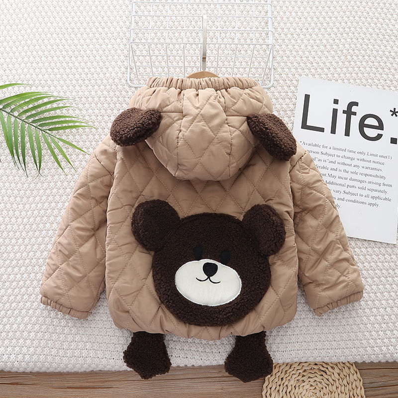 Children's winter thickened cotton clothing for small and medium-sized children's clothing baby style hooded down cotton jacket 0-3-5 years old trendy clothes