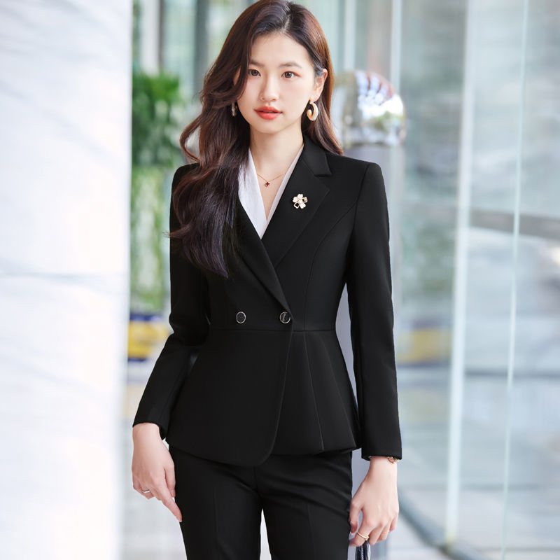 Black suit suit for women 2023 autumn and winter high-end temperament women's professional wear formal casual suit jacket autumn