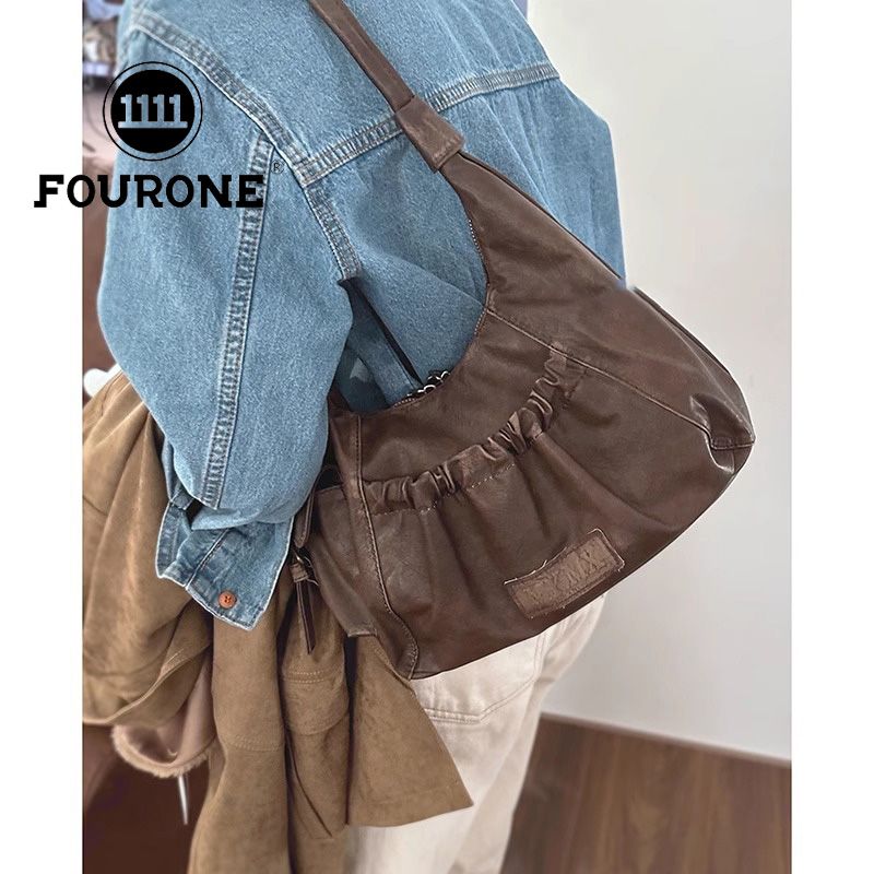 Maillard armpit bag women's new trendy medieval pleated baguette bag versatile large capacity handbag