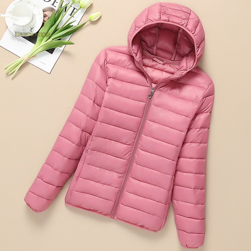 Lightweight down cotton-padded jacket for women autumn and winter cotton-padded jacket 2023 new Korean version loose short hooded stand-collar jacket