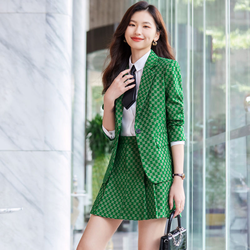 Green suit suit for women professional formal wear autumn and winter 2023 new high-end casual small man suit jacket