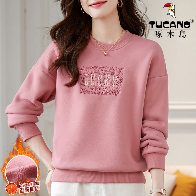 Winter velvet thickened sweatshirt for women 2023 new autumn and winter hot style loose slimming high-end tops and jackets