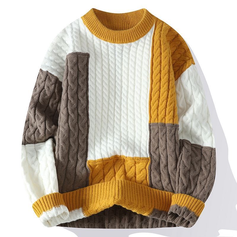 Pullover Herren Winter Lazy Style Mode Jugend Student Trend Warm Rundhals Strickshirt Unten_voghion.com